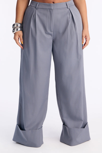 Timeless Straight Leg Pinstripe Trouser 34″ - Grey/combo