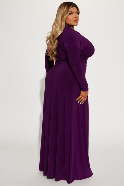 Amelia Belted Maxi Dress - Eggplant