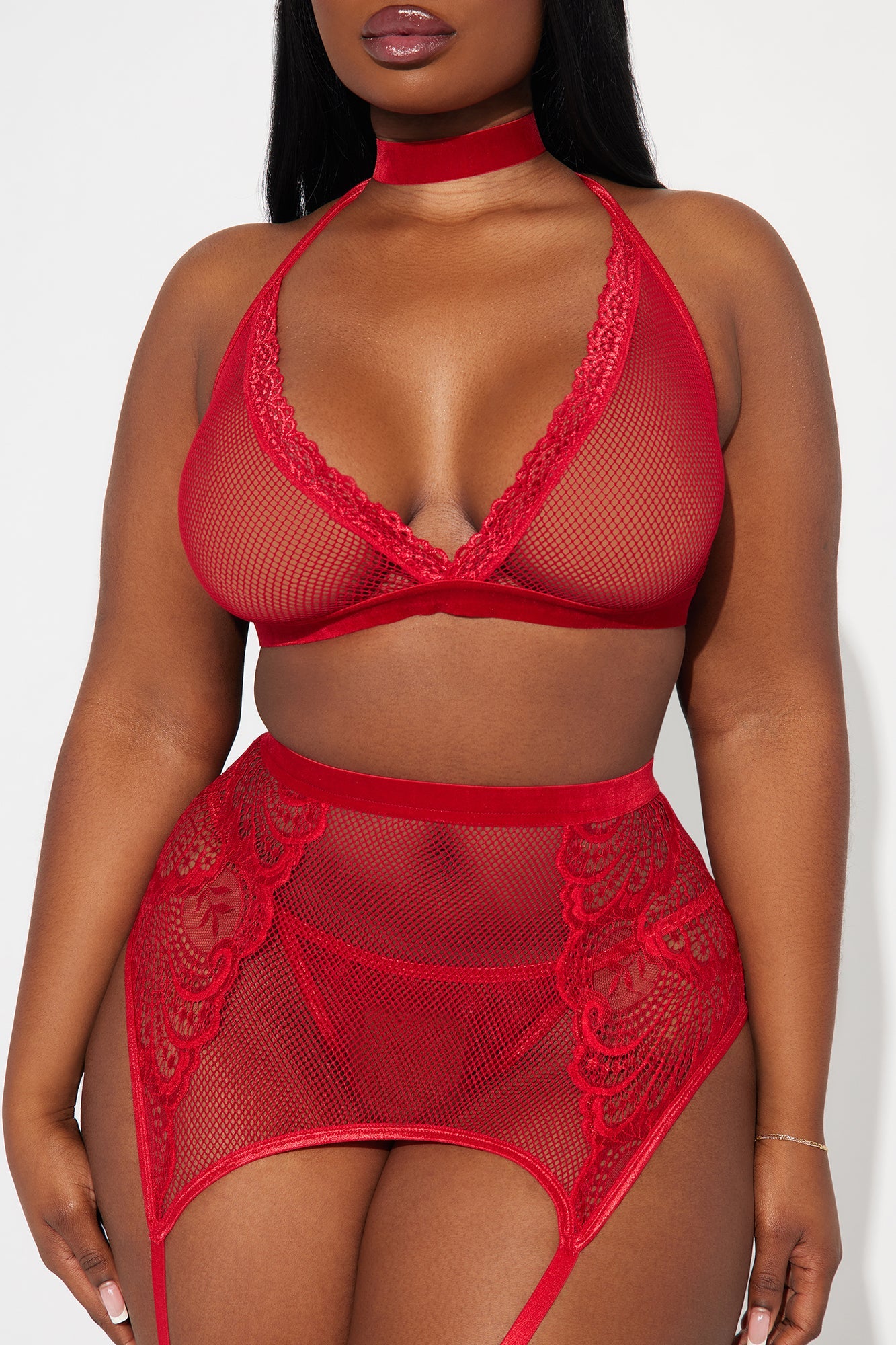 Knock On My Door Lace 3 Piece Set - Red