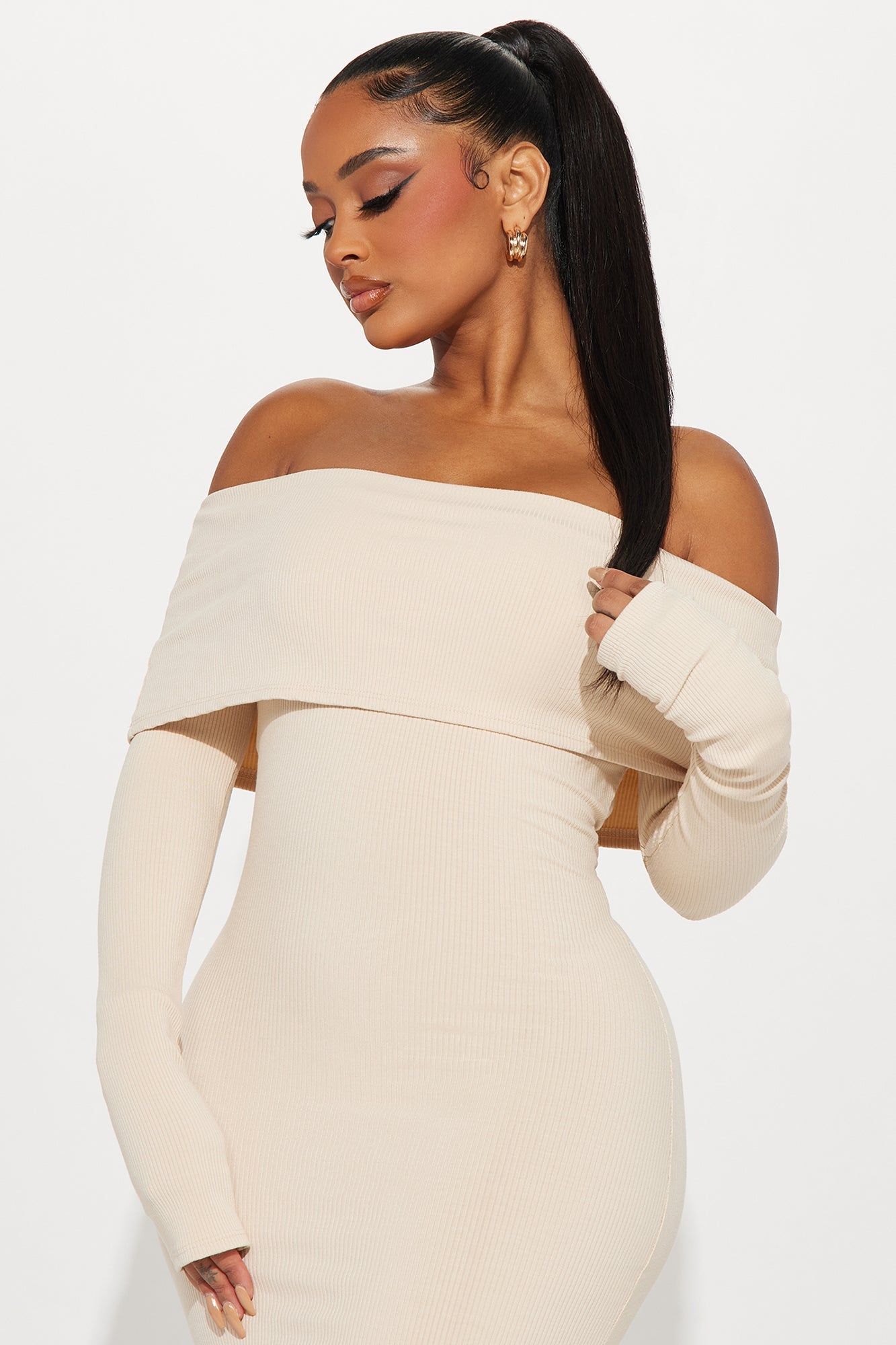 Nayeli Snatched Maxi Dress - Cream