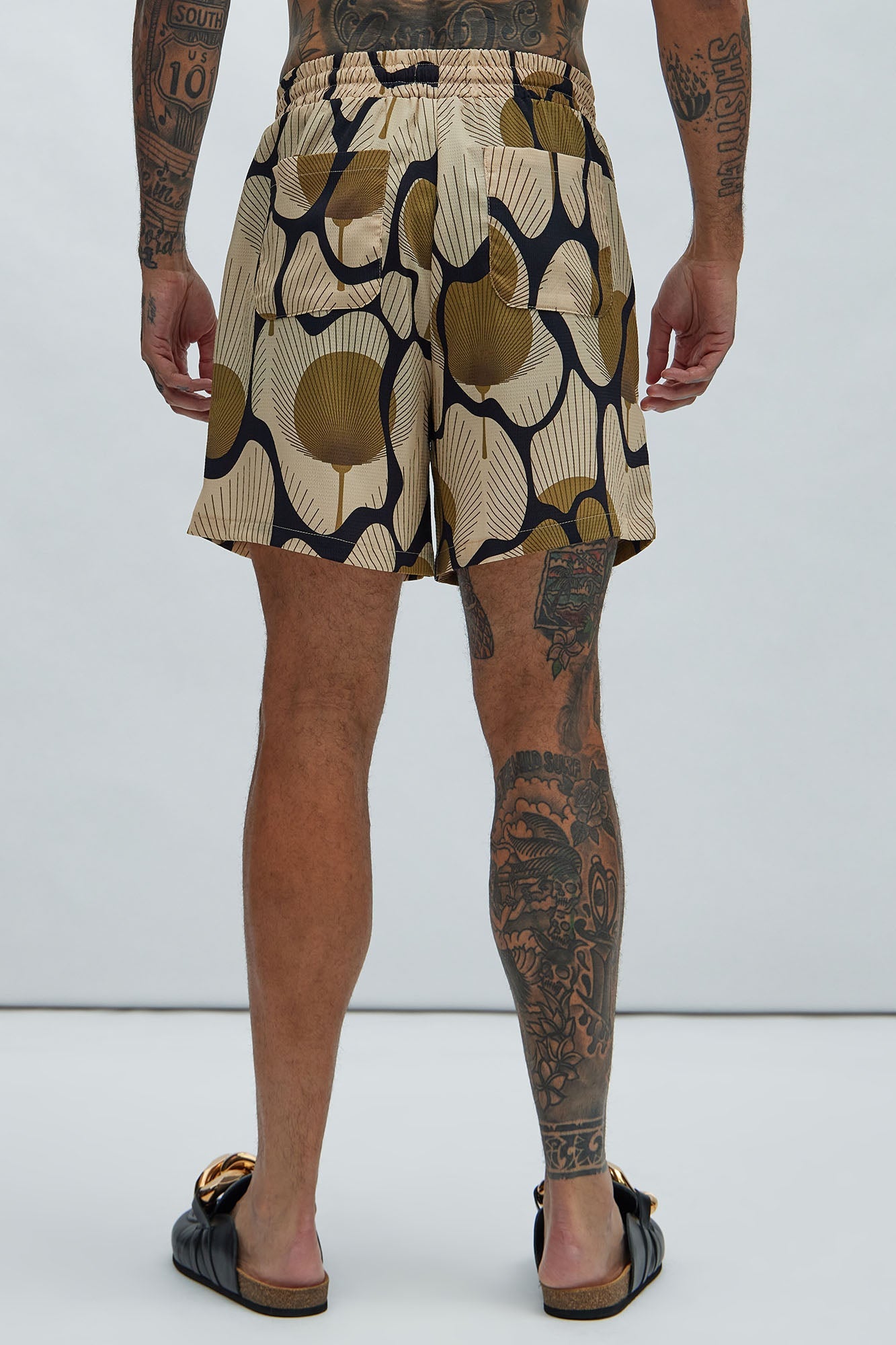 Sahara Textured Warmup Shorts - Tan/Multi