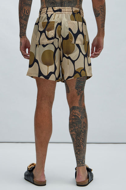 Sahara Textured Warmup Shorts - Tan/Multi