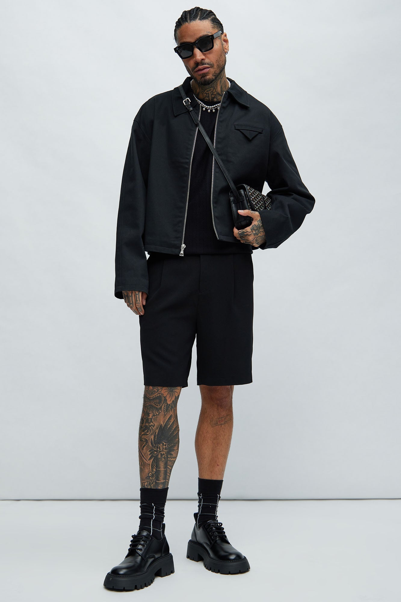 Bordeaux Cropped Chore Jacket - Black