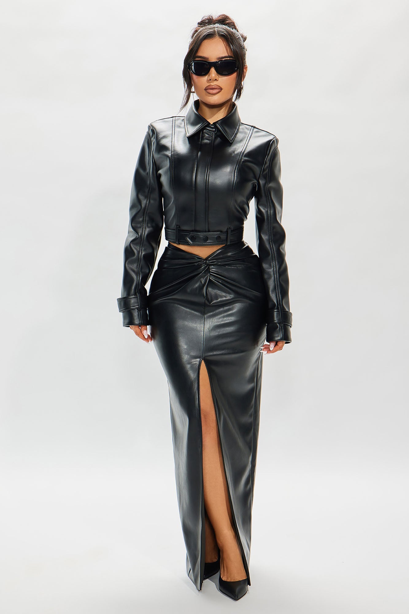 Valentina Faux Leather Jacket - Black