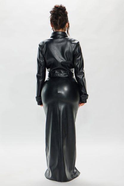 Valentina Faux Leather Jacket - Black
