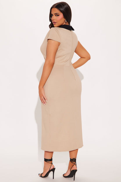 All Business Body Sculpting Midi Dress - Taupe/combo