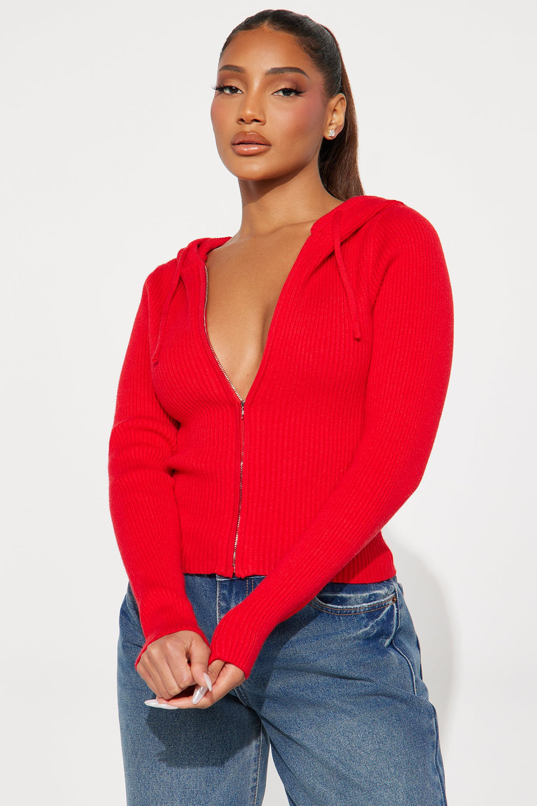 The Cutest Ribbed Sweater - Red
