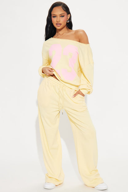 23 Off Shoulder Sweatsuit Set - Yellow