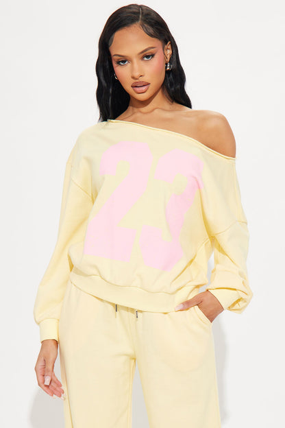 23 Off Shoulder Sweatsuit Set - Yellow