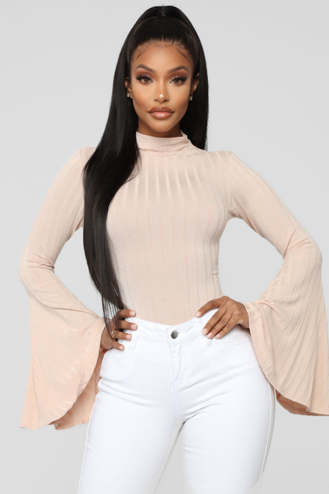 Anastasia Bell Sleeve Bodysuit - Nude