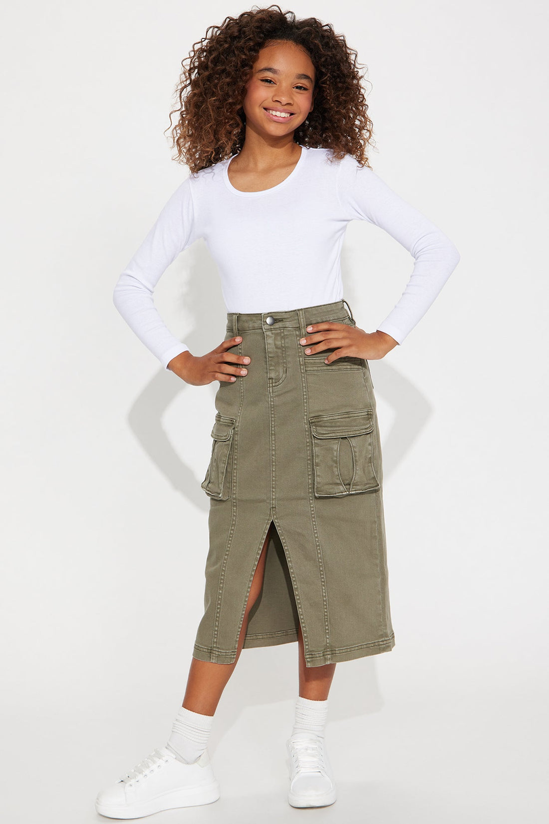 Mini Get in Line Cargo Maxi Skirt - Olive