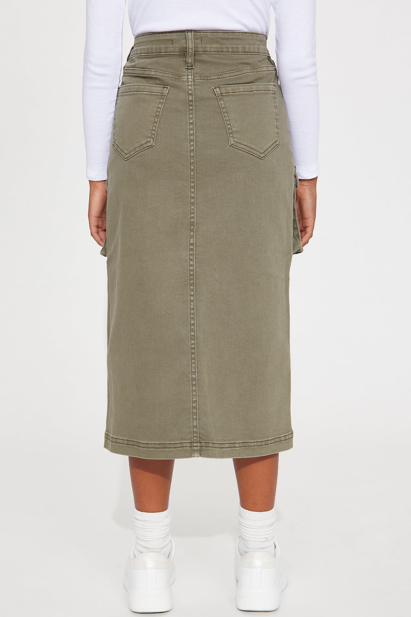 Mini Get in Line Cargo Maxi Skirt - Olive