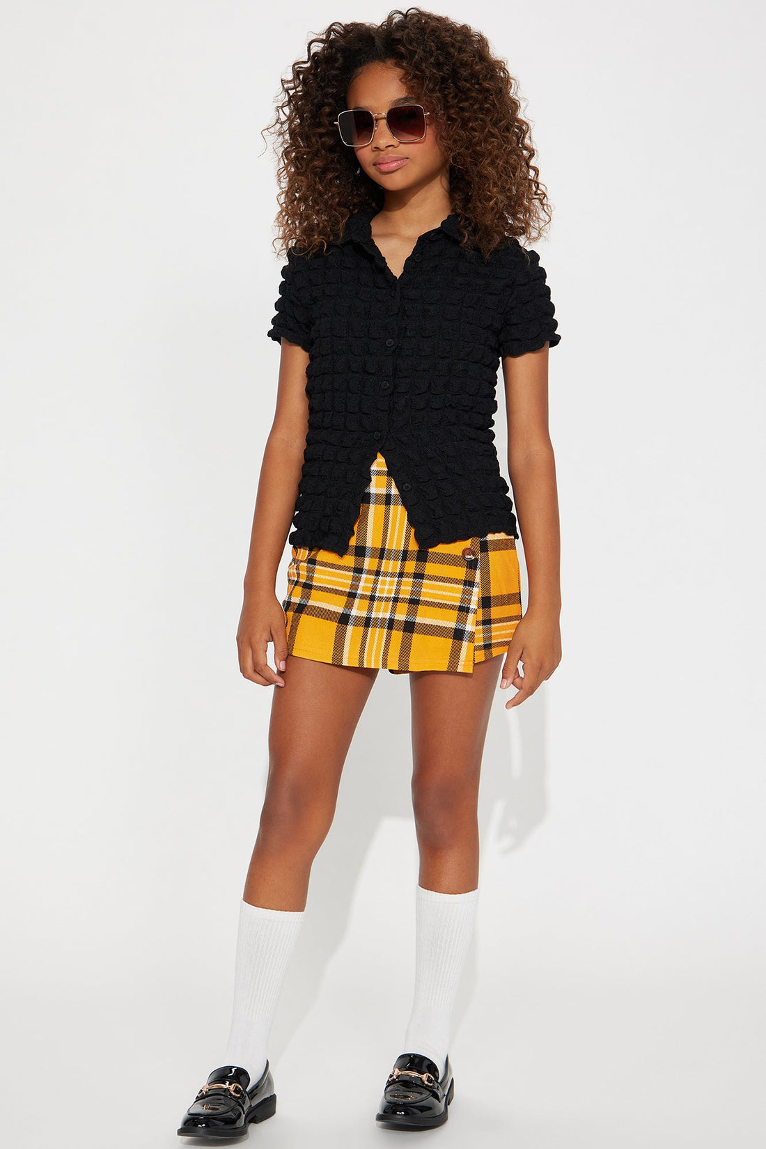 Mini Head To Toe Plaid Skort - Mustard/combo