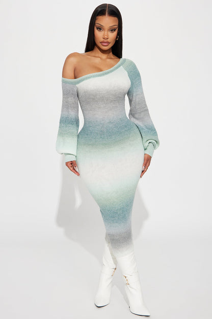 Shyanne Sweater Midi Dress - Green