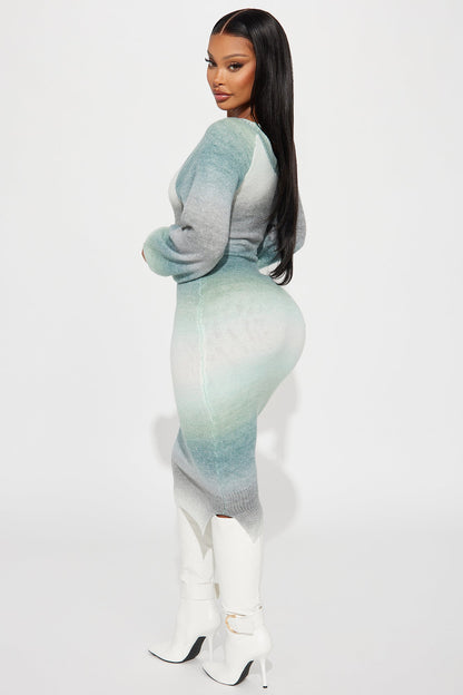 Shyanne Sweater Midi Dress - Green