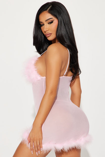 Sweet Lust Feather Babydoll - Pink