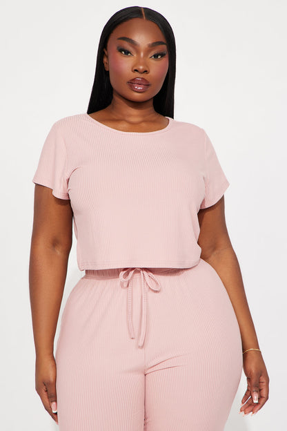 We Go Together Ribbed PJ Jogger Set - Blush