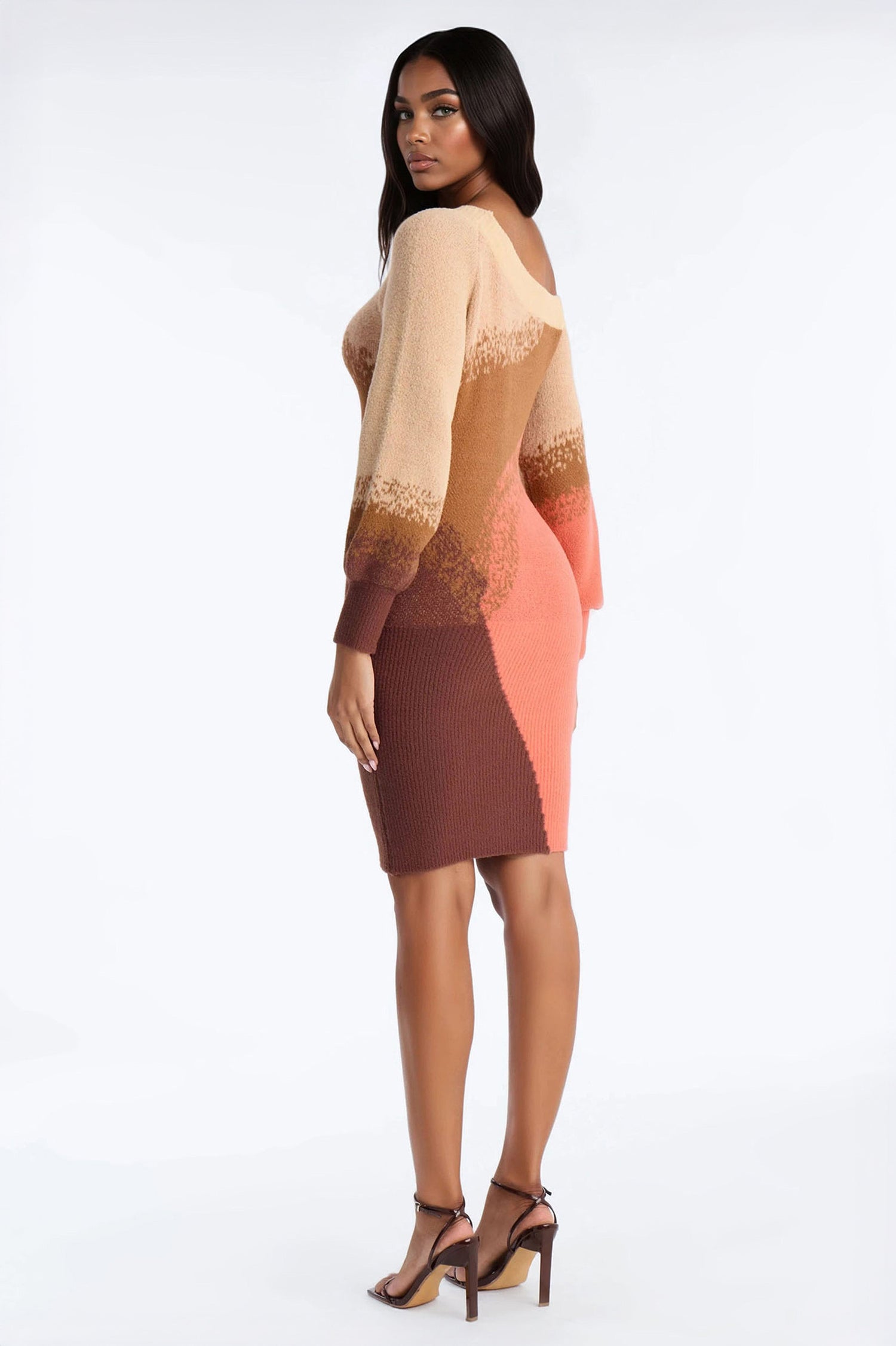 Cuffing Season Color Block Sweater Mini Dress - Brown/combo