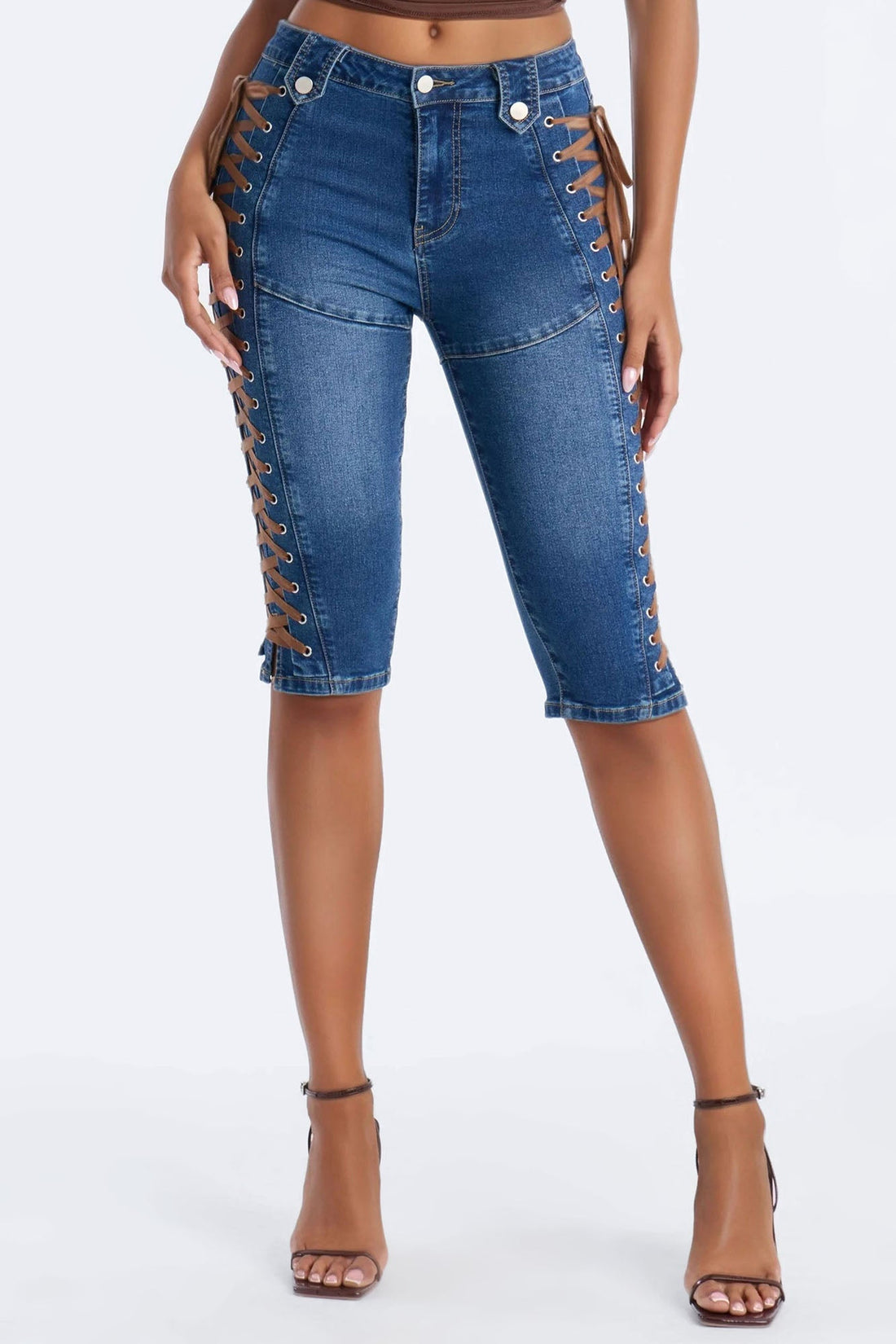Jaw Dropper Stretch Pedal Pusher Skinny Jean - Dark Wash