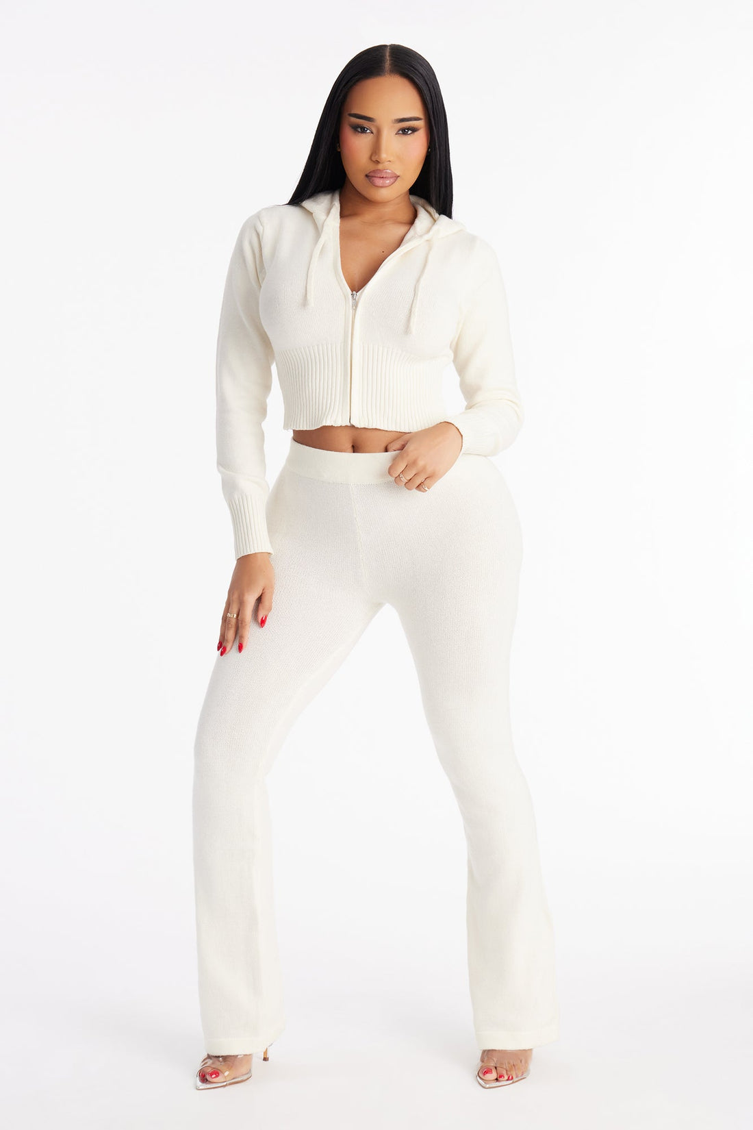 CozyCash Sweater Flare Pant - Ivory
