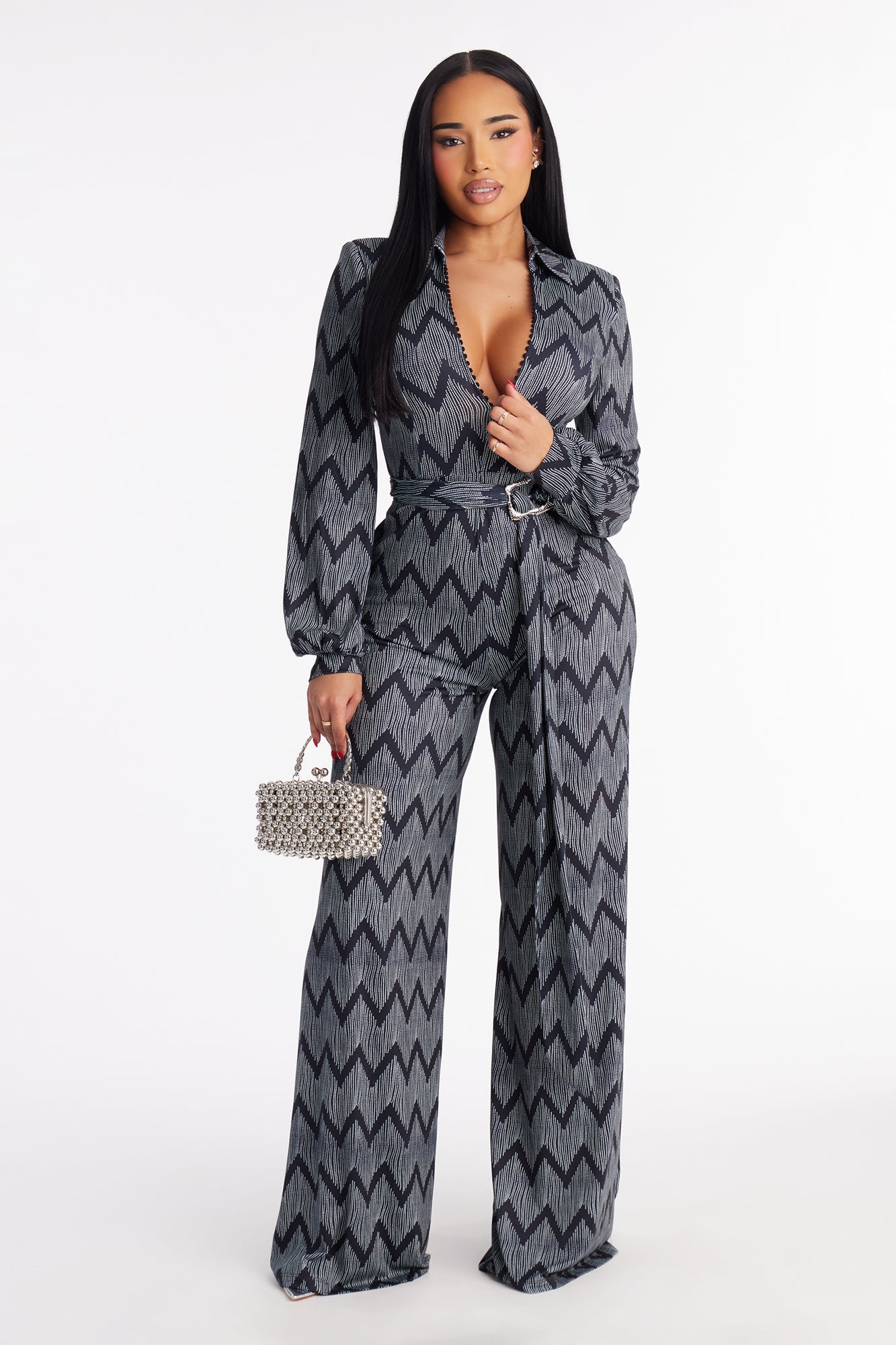 Cherise Buckle Wide Leg Jumpsuit - Black