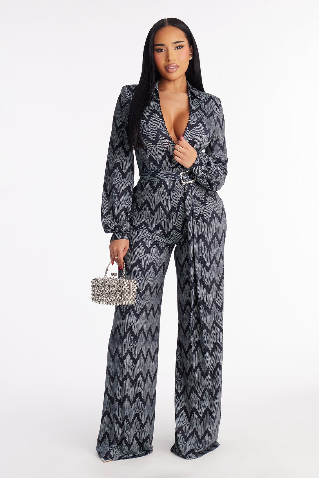 Cherise Buckle Wide Leg Jumpsuit - Black