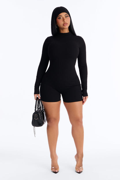 Katya Snatched 2 Piece Romper Set - Black