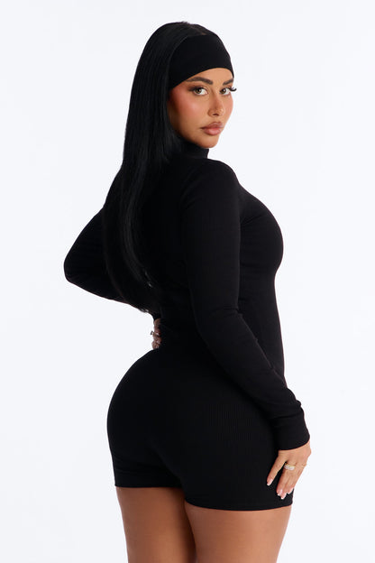 Katya Snatched 2 Piece Romper Set - Black