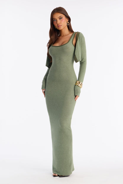 Literally No Maxi Dress Set - Olive