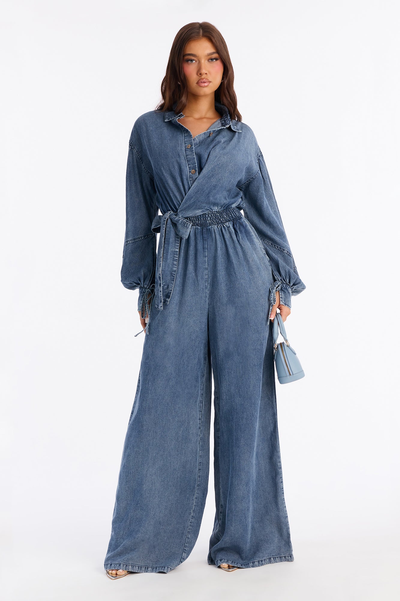 Full Effect Chambray Jumpsuit - Medium Wash
