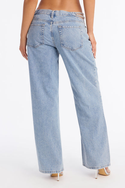 Glam Girl Embellished Wide Leg Jeans - Light Wash