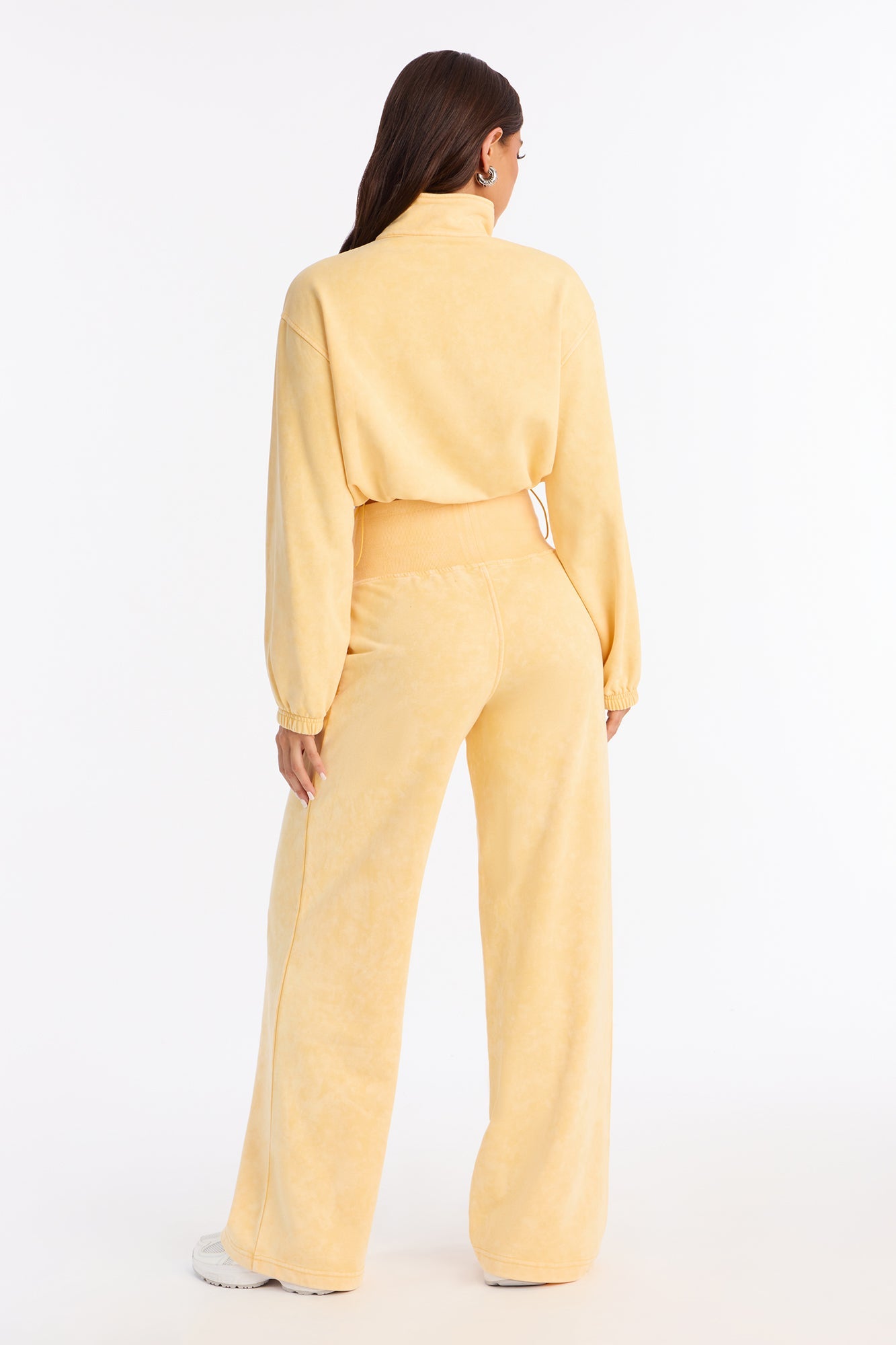 Lizel Washed Wide Leg Pant Set - Yellow