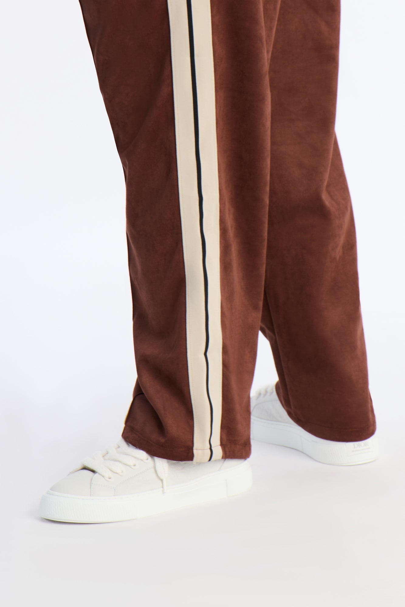 Straight Faux Suede Pant - Brown