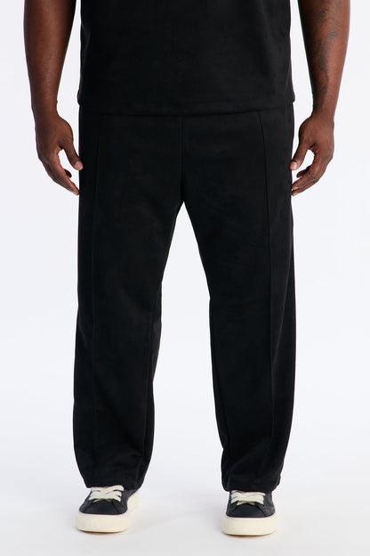 Straight Faux Suede Pant - Black