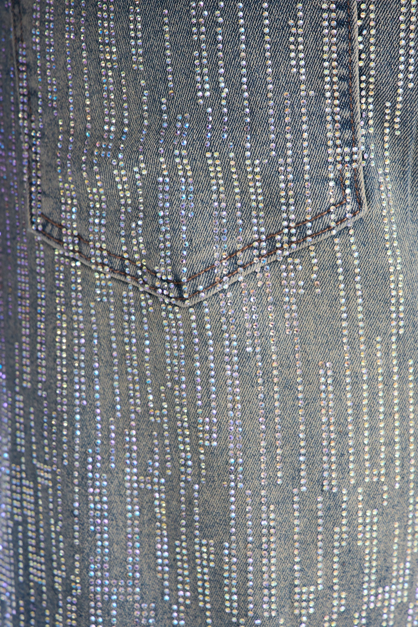 Stacked Skinny Flare Prizm Jeweled Jean - Vintage Blue Wash