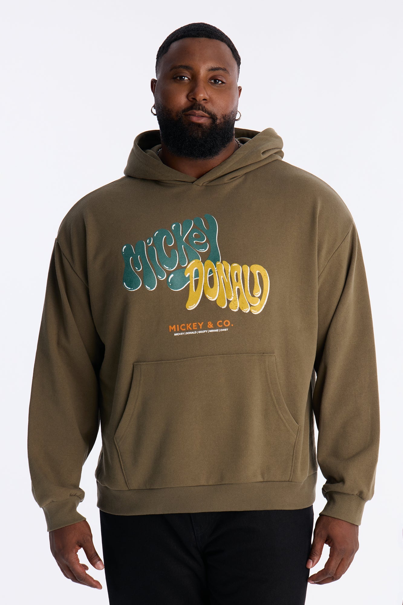 Disney Mickey And Donald Hoodie - Olive