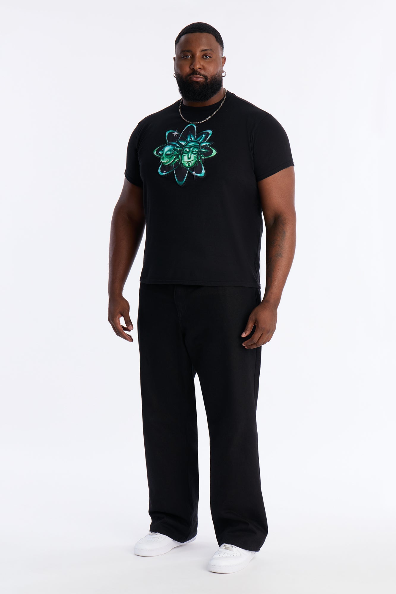 Rick And Morty Embroidered Short Sleeve Tee - Black