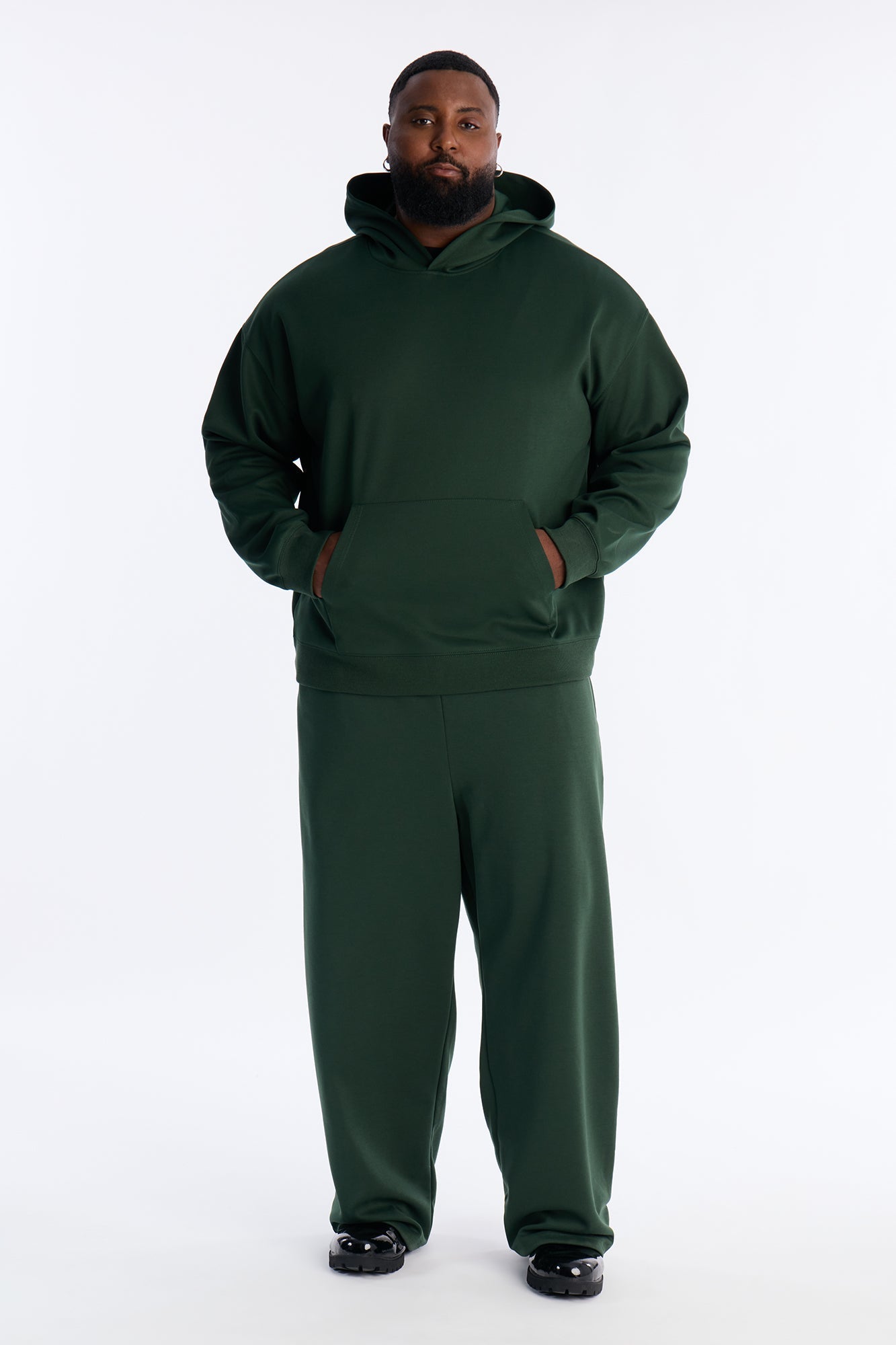 Structured Fleece Hoodie - Green