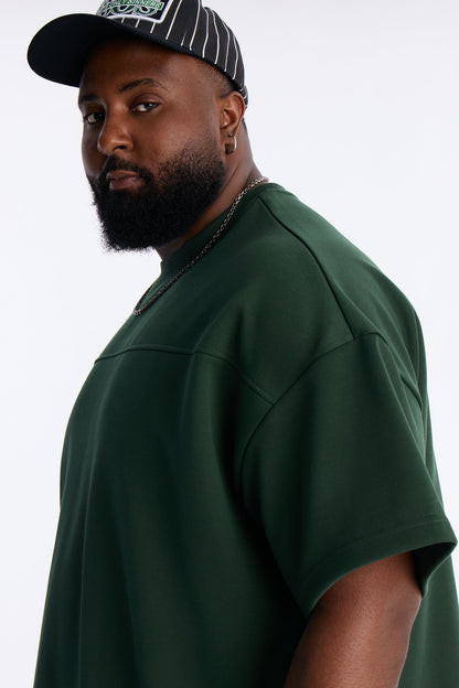 Structured Fleece Paneled Tee - Green