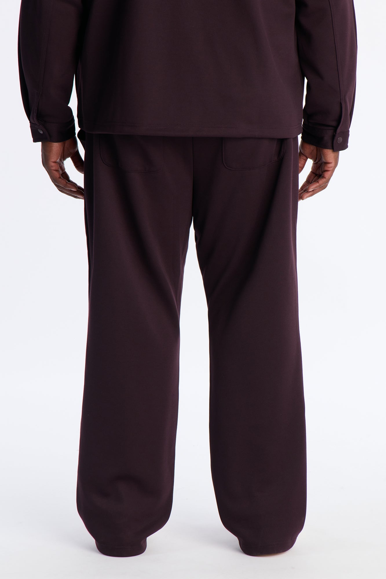 Structured Fleece Pintuck Slim Flare Sweatpants - Plum