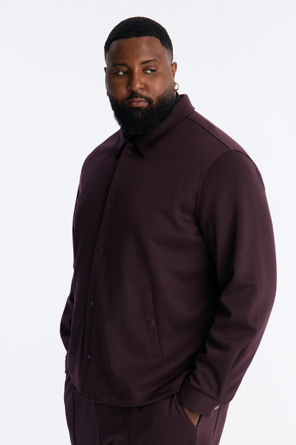 Structured Fleece Coaches Jacket - Plum