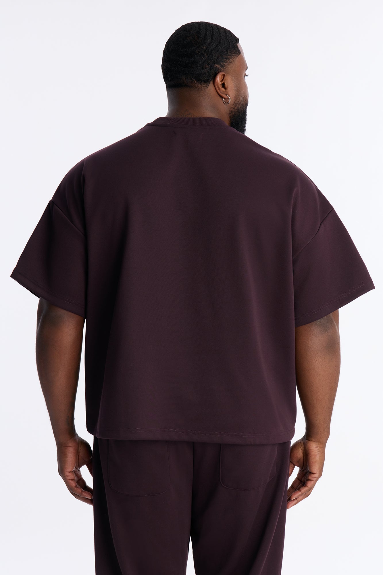Structured Fleece Paneled Tee - Plum
