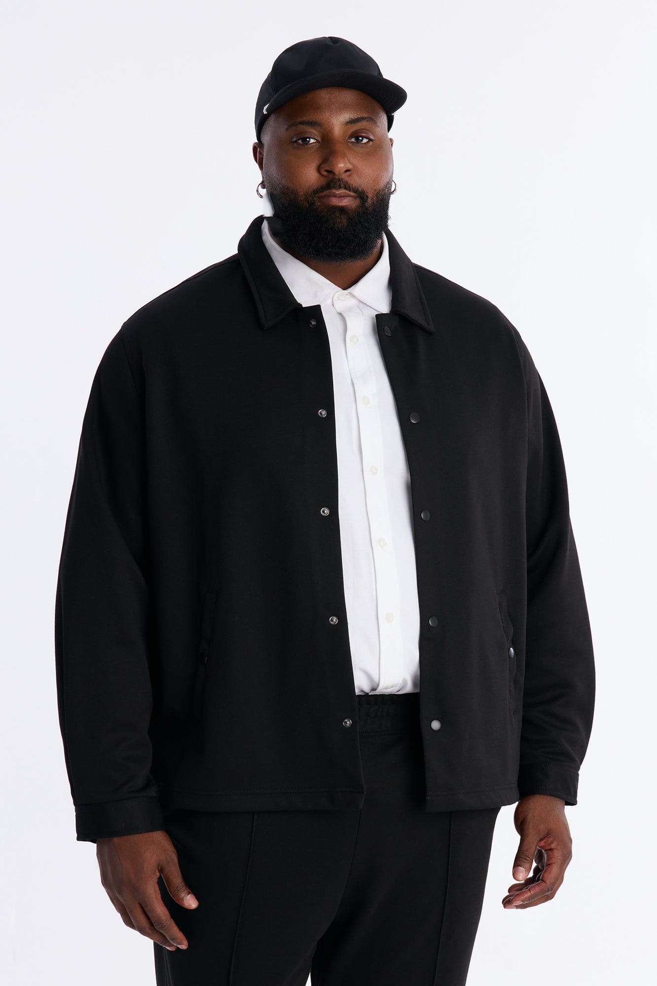Structured Fleece Coaches Jacket - Black