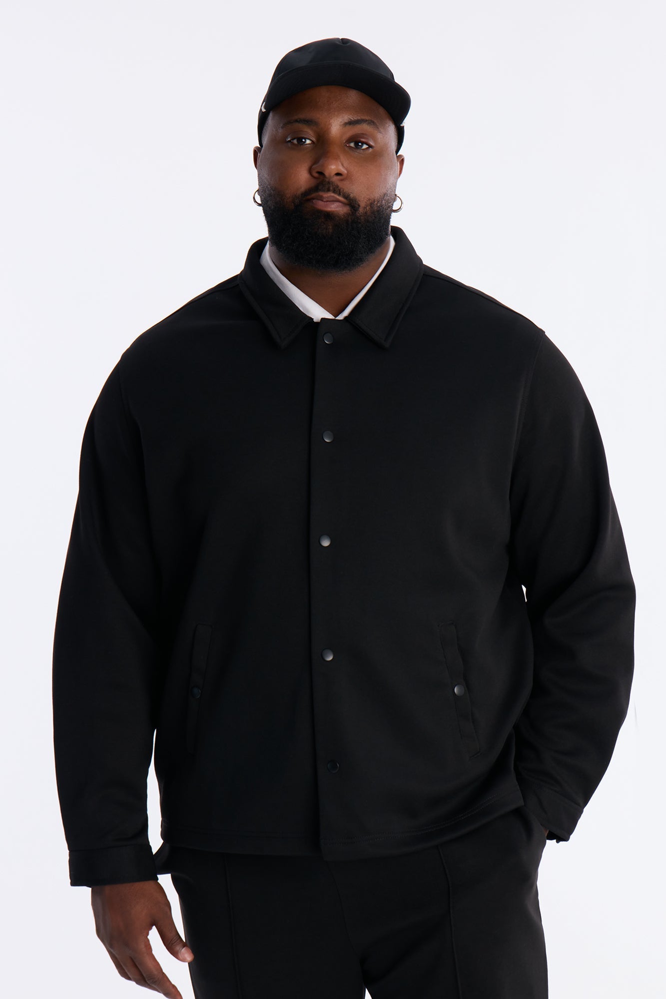 Structured Fleece Coaches Jacket - Black