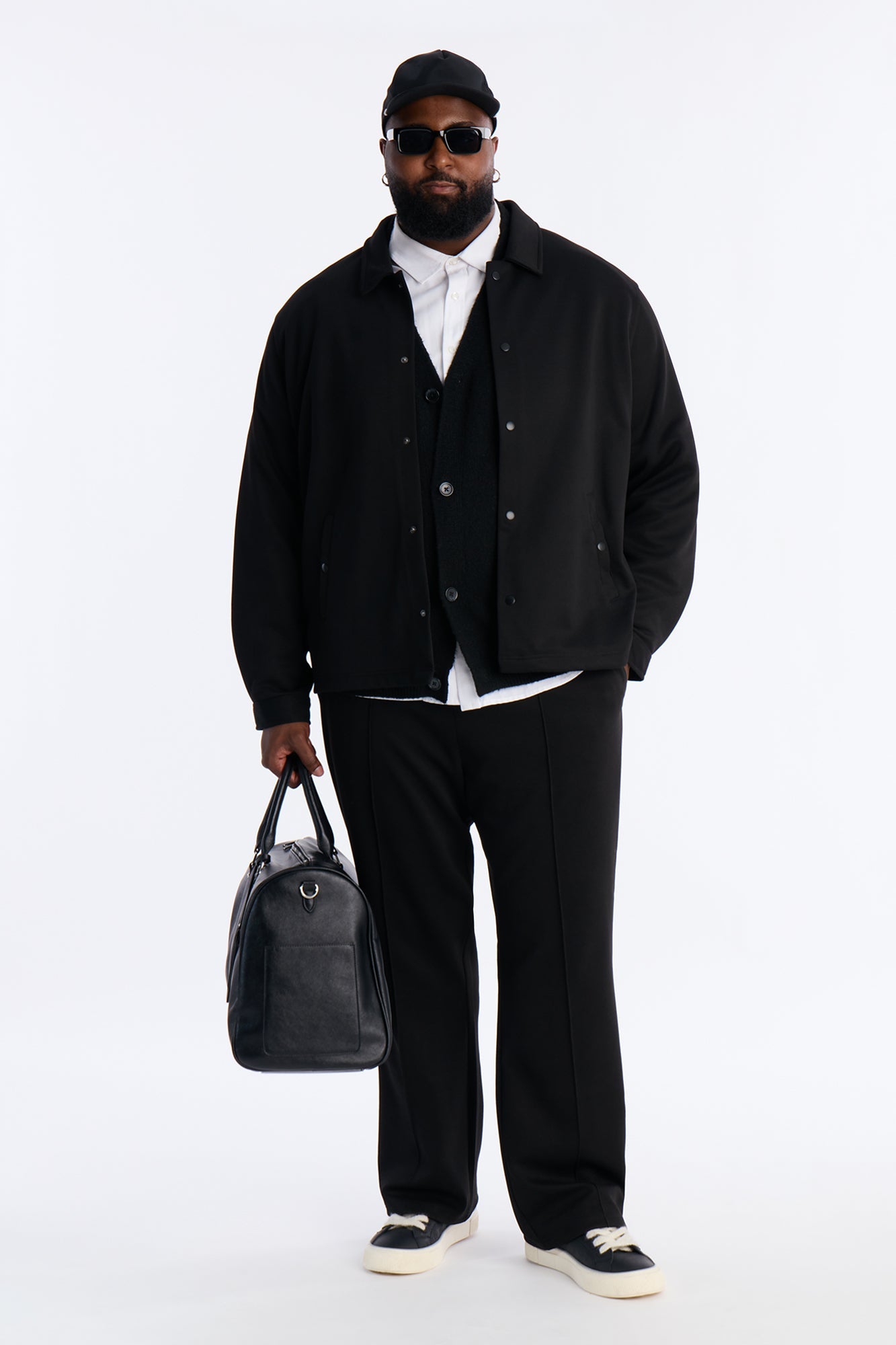 Structured Fleece Coaches Jacket - Black