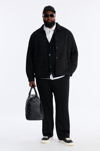 Structured Fleece Coaches Jacket - Black