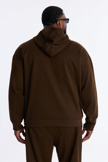Structured Fleece Hoodie - Chocolate