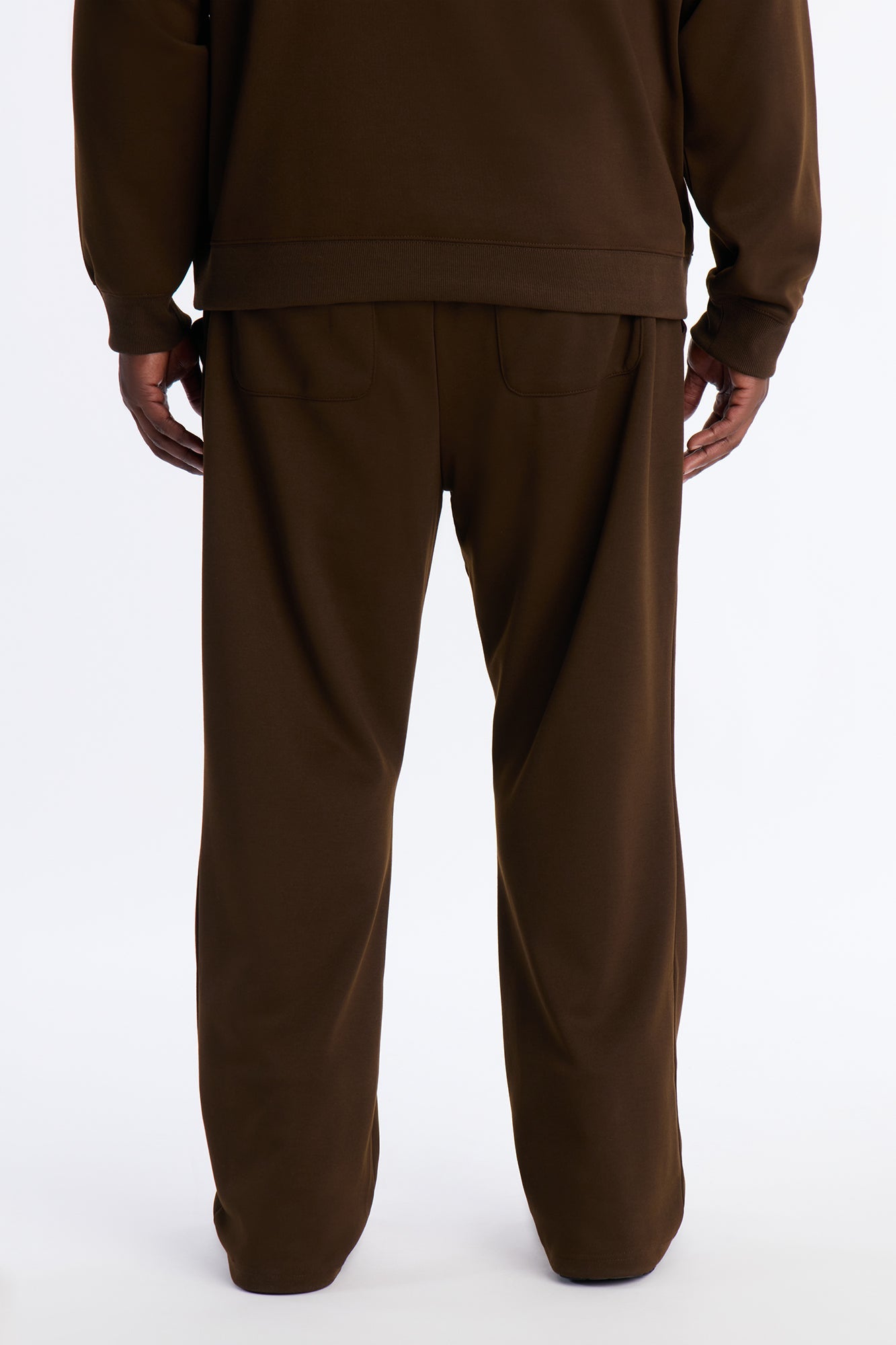 Structured Fleece Pintuck Slim Flare Sweatpants - Chocolate