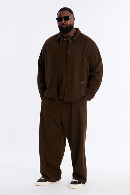 Structured Fleece Coaches Jacket - Chocolate