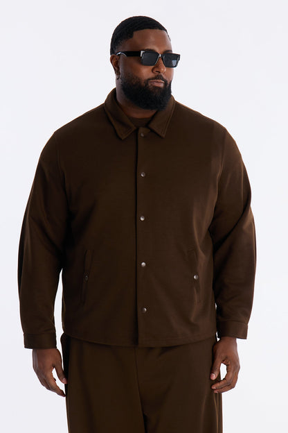 Structured Fleece Coaches Jacket - Chocolate